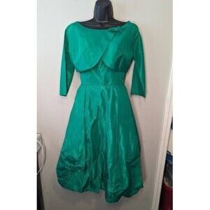 Vintage ANGELAIR BY EMIKO 1950s-Party Dress Kelly Green